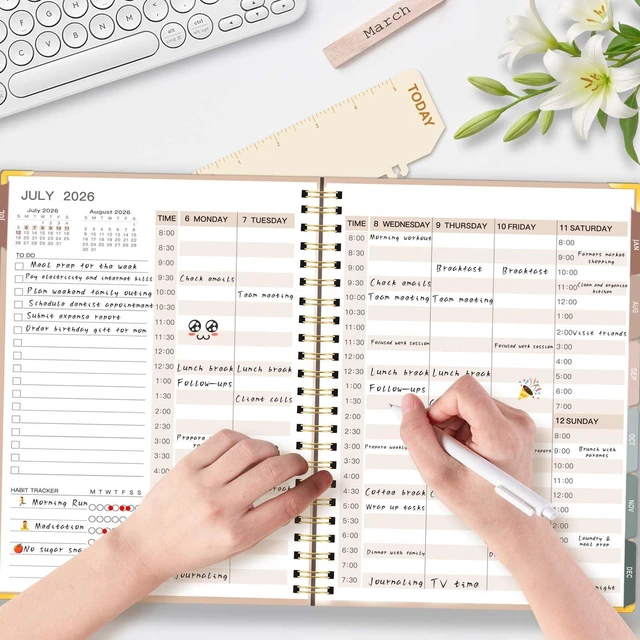 Alt view image 3 of 7 - Hourly Planner 2026-2027 with Time Slots, 8.5"x 11" A4 Large Academic Planner, Weekly & Monthly Appointment Book, Jul 2026 - Jun 2027, Agenda Organizer for Home School, Pink