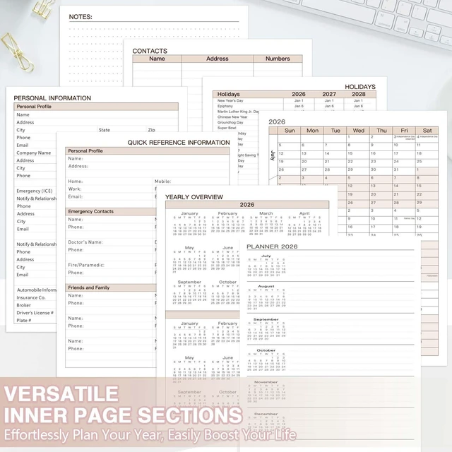 Alt view image 6 of 7 - Hourly Planner 2026-2027 with Time Slots, 8.5"x 11" A4 Large Academic Planner, Weekly & Monthly Appointment Book, Jul 2026 - Jun 2027, Agenda Organizer for Home School, Pink