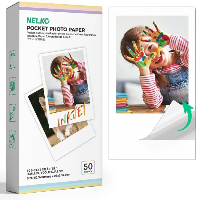 Main image of 2x3 Premium Sticky-Backed Photo Paper, 50-Pack Photo Paper, White Compatible with PP01, PP03 Photo Printers, Easy to Peel, Smudge-proof, Tear-proof, Water-Resistant, Perfect for DIY Projects