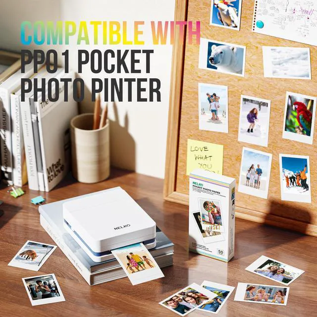 Alt view image 2 of 7 - 2x3 Premium Sticky-Backed Photo Paper, 50-Pack Photo Paper, White Compatible with PP01, PP03 Photo Printers, Easy to Peel, Smudge-proof, Tear-proof, Water-Resistant, Perfect for DIY Projects
