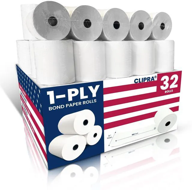 Main image of (32 Rolls) Kitchen Printer Paper 3" x 150 Feet Receipt Paper Rolls Compatible with Star SP700 SRP275 TMU200, 2 Ply and 1 Ply printers Ribbons Required-Non Thermal