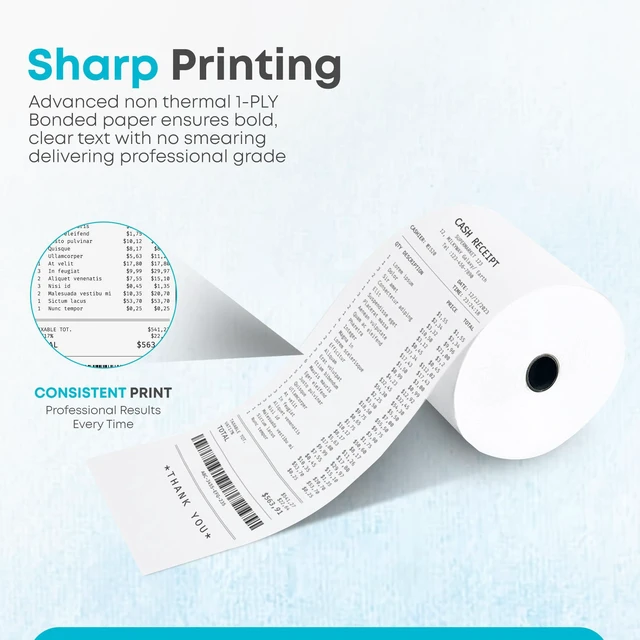 Alt view image 2 of 7 - (32 Rolls) Kitchen Printer Paper 3" x 150 Feet Receipt Paper Rolls Compatible with Star SP700 SRP275 TMU200, 2 Ply and 1 Ply printers Ribbons Required-Non Thermal
