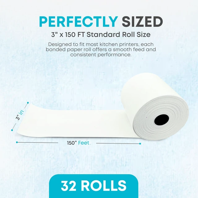 Alt view image 3 of 7 - (32 Rolls) Kitchen Printer Paper 3" x 150 Feet Receipt Paper Rolls Compatible with Star SP700 SRP275 TMU200, 2 Ply and 1 Ply printers Ribbons Required-Non Thermal