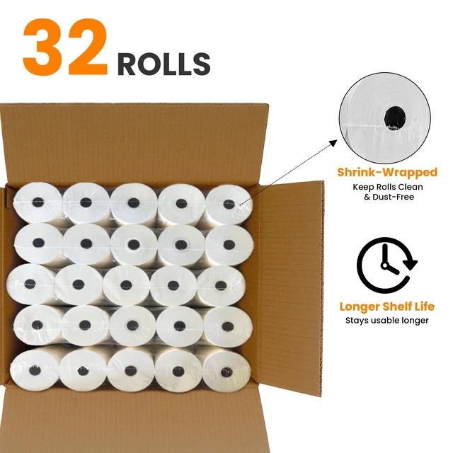 Alt view image 3 of 7 - (32 Rolls) 2 Ply Kitchen Printer Paper White/Yellow Carbonless 3" x 95 Feet Receipt RollsCompatible with Star SP700 Printer Paper, SP2000 UP389 480 220 250Ribbons RequiredNon Thermal