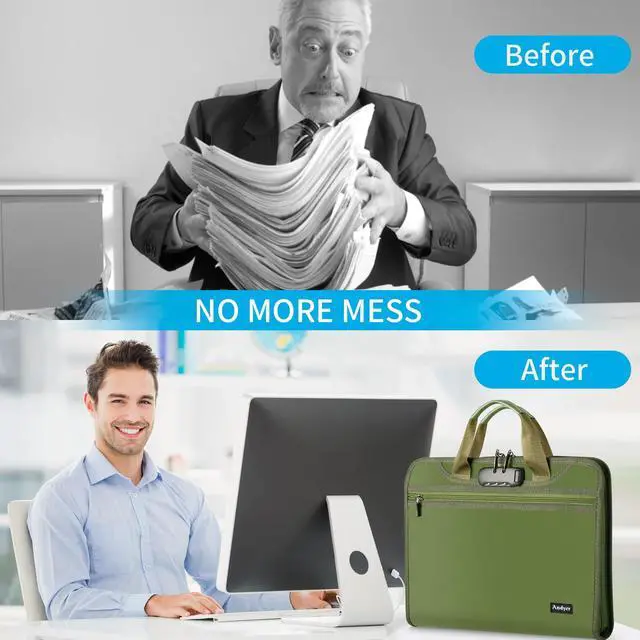 Alt view image 7 of 7 - Important Document Organizer with Lock, Fireproof Accordion File Organizer 13 Pockets Expanding File Folder with Handle & Labels, Portable Travel Business Binder Papers Organizer for Letter A4 Files