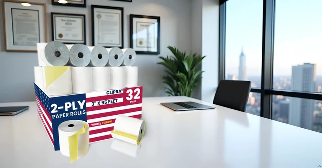 Alt view image 7 of 7 - (32 Rolls) 2 Ply Kitchen Printer Paper White/Yellow Carbonless 3" x 95 Feet Receipt RollsCompatible with Star SP700 Printer Paper, SP2000 UP389 480 220 250Ribbons RequiredNon Thermal