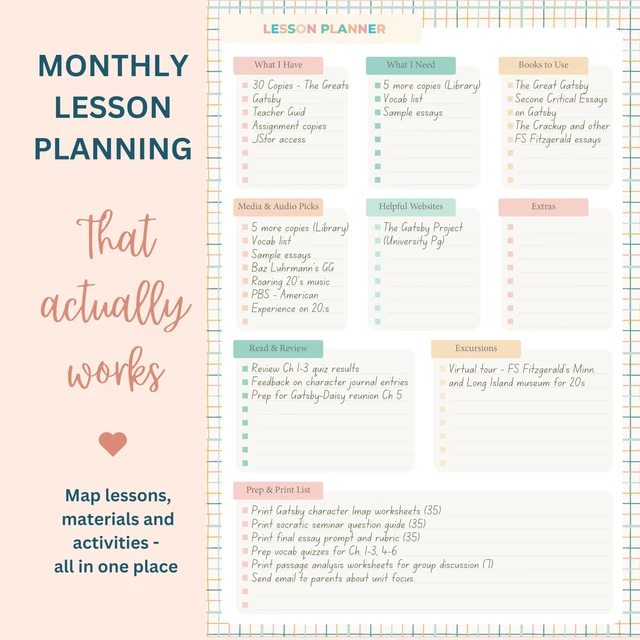 Alt view image 4 of 7 - Teacher Planner 2026-2027, Horizontal Lesson Plan Book for Teachers | Colorful Books Cover, 8.5" x 11" | Weekly & Monthly Academic Year Lesson Planner, July 2026-June 2027 | Stickers & Bookmark