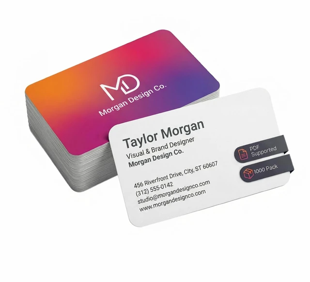 Main image of Custom Business Cards with Rounded Corners, Pack of 1000, Add Your Design or Logo, 10PT Durable Matte 250GSM Paper, 3.62 x 2.12 Inches, Double Sided Print, For Small Business and Events