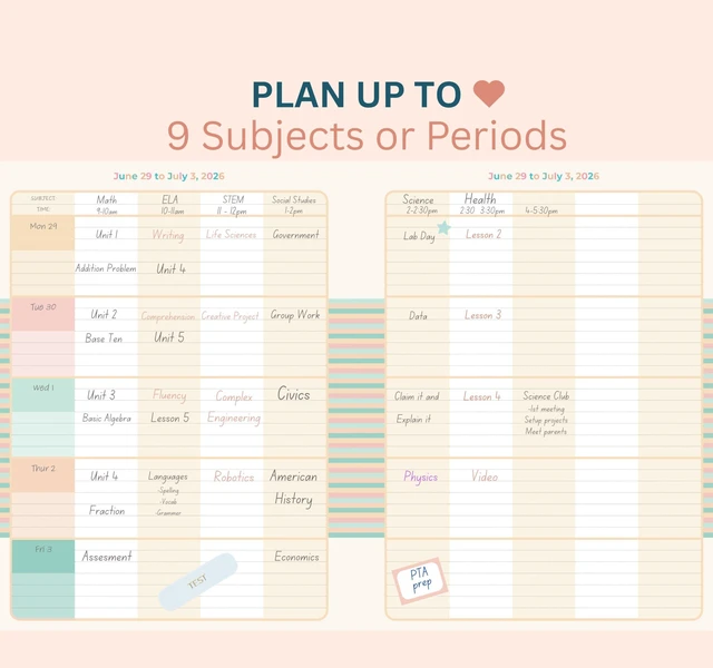 Alt view image 7 of 7 - Teacher Planner 2026-2027, Horizontal Lesson Plan Book for Teachers | Colorful Books Cover, 8.5" x 11" | Weekly & Monthly Academic Year Lesson Planner, July 2026-June 2027 | Stickers & Bookmark
