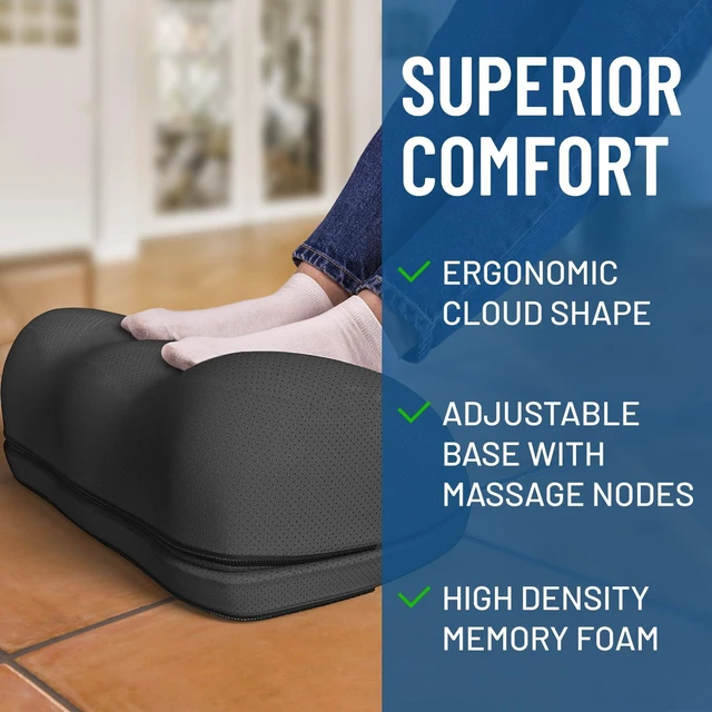 Alt view image 2 of 7 - Adjustable Cloud Foot Rest for Under Desk at Work with Pressure Point Nodes - Comfortable Memory Foam Office Foot Stool & Desk Pillow, Gaming & Home Accessories