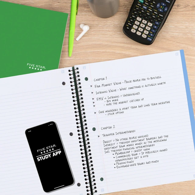 Alt view image 4 of 7 - Advance Spiral Notebook + Study App, 1 Subject, College Ruled Paper, 8-1/2" x 11", 100 Sheets, Spiral Guard, Movable Tabbed Dividers, Pacific Blue (820012D-ECM)