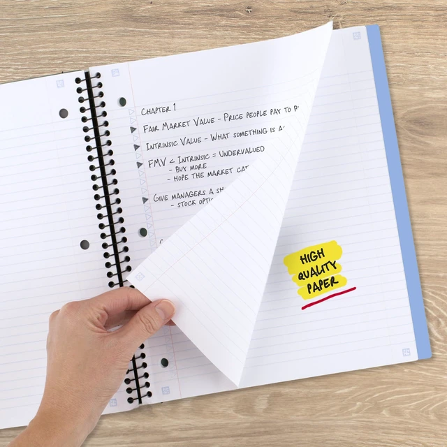 Alt view image 5 of 7 - Advance Spiral Notebook + Study App, 1 Subject, College Ruled Paper, 8-1/2" x 11", 100 Sheets, Spiral Guard, Movable Tabbed Dividers, Pacific Blue (820012D-ECM)