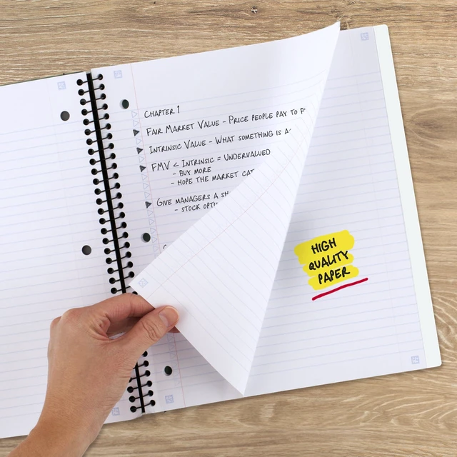 Alt view image 4 of 7 - Advance Spiral Notebook + Study App, 1 Subject, College Ruled Paper, 8-1/2" x 11", 100 Sheets, Spiral Guard, Movable Tabbed Dividers, White (820012B-ECM)