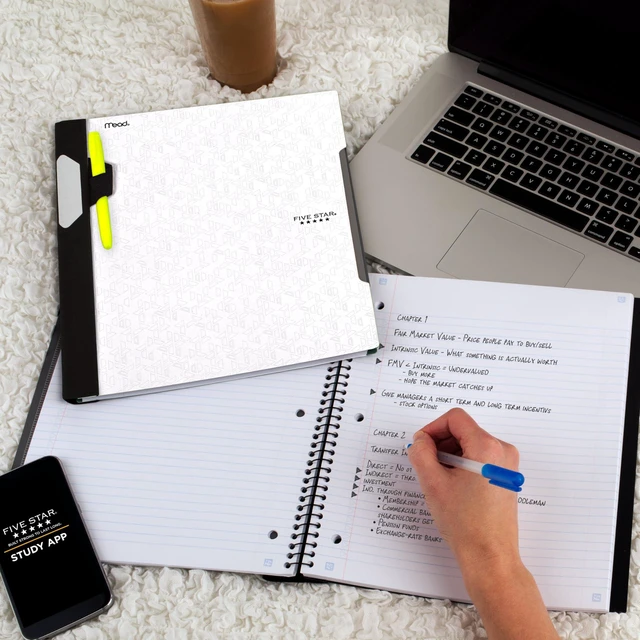 Alt view image 7 of 7 - Advance Spiral Notebook + Study App, 1 Subject, College Ruled Paper, 8-1/2" x 11", 100 Sheets, Spiral Guard, Movable Tabbed Dividers, White (820012B-ECM)