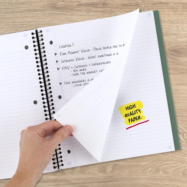 Alt view image 4 of 7 - Advance Spiral Notebook + Study App, 1 Subject, College Ruled Paper, 8-1/2" x 11", 100 Sheets, Spiral Guard, Movable Tabbed Dividers, Seaglass Green (820012C-ECM)