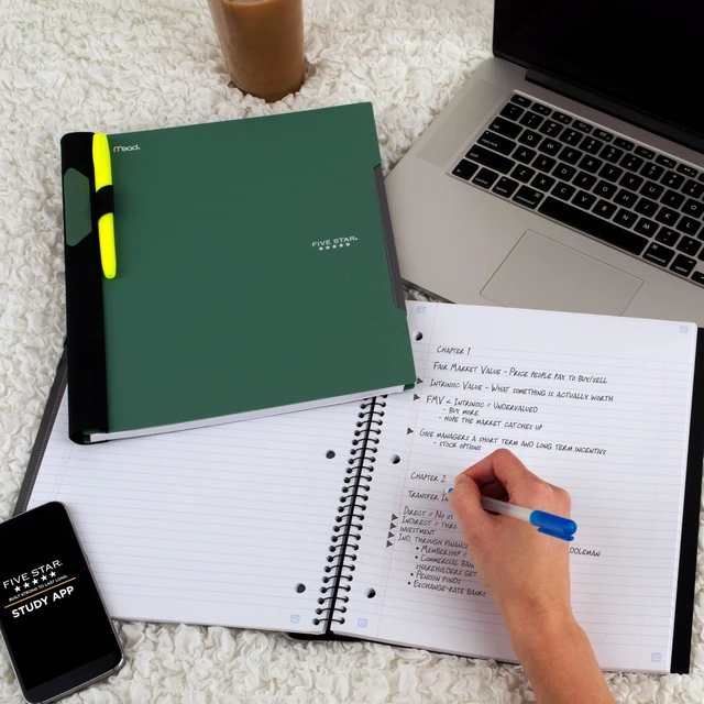 Alt view image 7 of 7 - Advance Spiral Notebook + Study App, 1 Subject, College Ruled Paper, 8-1/2" x 11", 100 Sheets, Spiral Guard, Movable Tabbed Dividers, Seaglass Green (820012C-ECM)