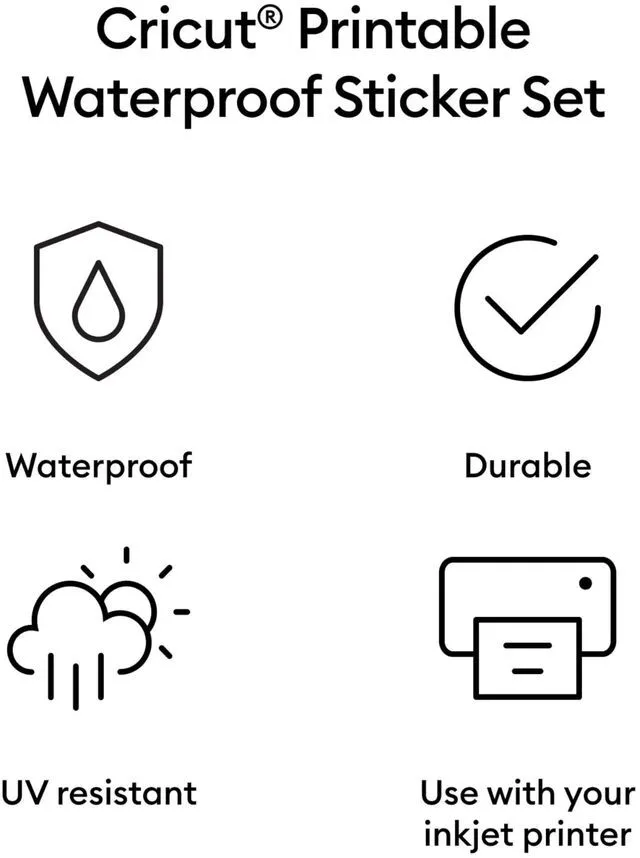 Alt view image 3 of 7 - Waterproof Sticker Paper (20 White Sheets, 8.5x11) Printable Stickers For Inkjet Printer - Works with Joy Xtra, Explore, & Maker Machines