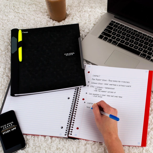 Alt view image 7 of 7 - Advance Spiral Notebook + Study App, 1 Subject, College Ruled Paper, 8-1/2" x 11", 100 Sheets, Spiral Guard, Movable Tabbed Dividers, Black (820012A-ECM)