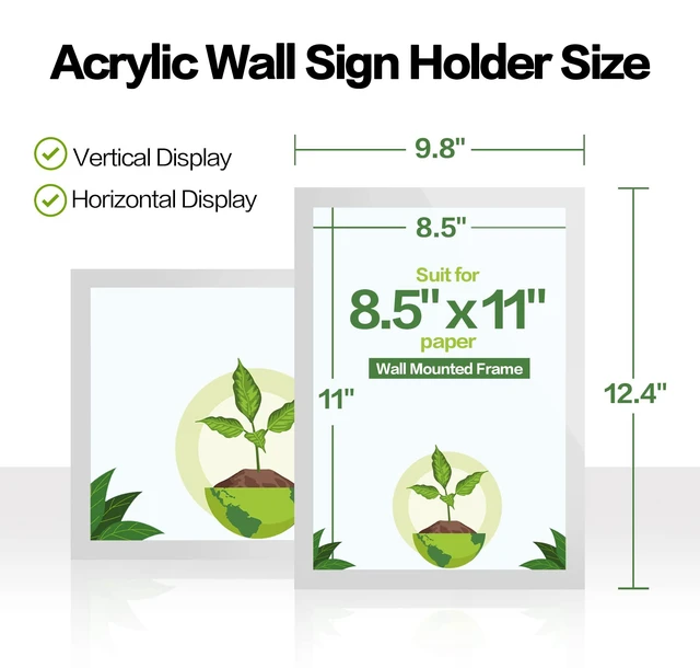 Alt view image 3 of 7 - 10Pack Acrylic Sign Holder 8.5" x 11" Wall Mount, Self Adhesive Magnetic Display Frame with Tape, Plastic Clear Acrylic Frame for Wall, Office, Store, Home