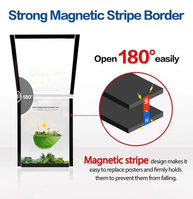 Alt view image 5 of 7 - 10Pack Acrylic Sign Holder 8.5" x 11" Wall Mount, Self Adhesive Magnetic Display Frame with Tape, Plastic Clear Acrylic Frame for Wall, Office, Store, Home