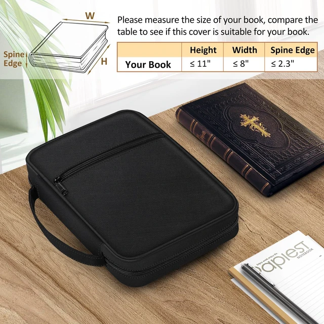 Alt view image 2 of 7 - Bible Cover, Carrying Book Case Bible Bag with Handle Church Protective with Zippered Pocket, Gift for Mother Lady Women Men, Black