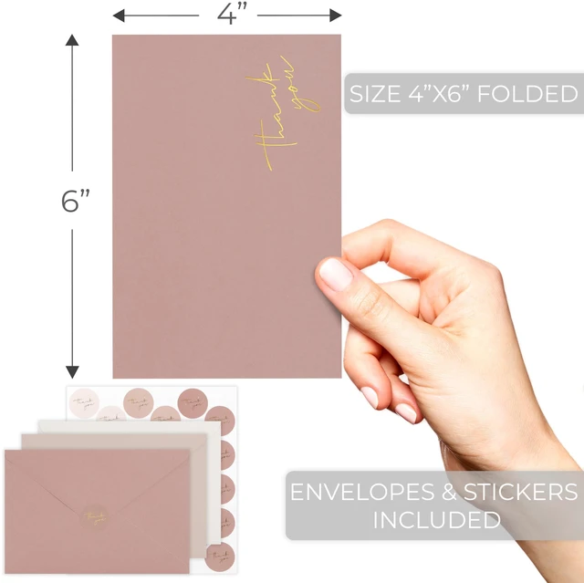 Alt view image 3 of 7 - Beautiful Thank You Cards Set of 30 With Envelopes and Stickers Elegant Blank Cards for Personalized Notes - Bulk Stationary Set for All Occasions Incl. Weddings, Business & Baby Showers