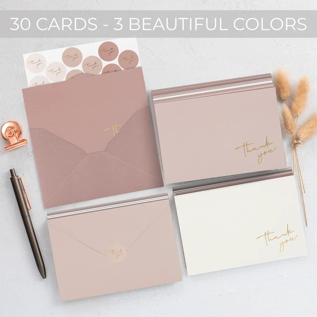 Alt view image 5 of 7 - Beautiful Thank You Cards Set of 30 With Envelopes and Stickers Elegant Blank Cards for Personalized Notes - Bulk Stationary Set for All Occasions Incl. Weddings, Business & Baby Showers