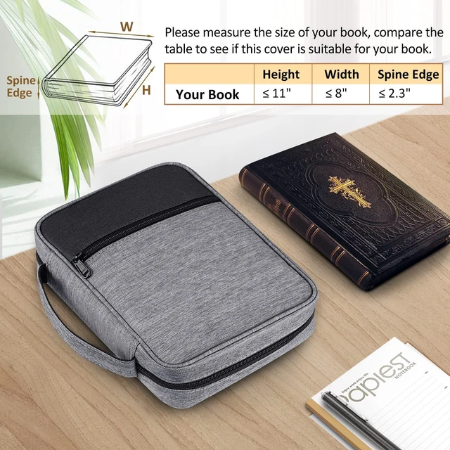Alt view image 2 of 7 - Bible Cover, Carrying Book Case Bible Bag with Handle Church Protective with Zippered Pocket, Gift for Mother Lady Women Men, Gray