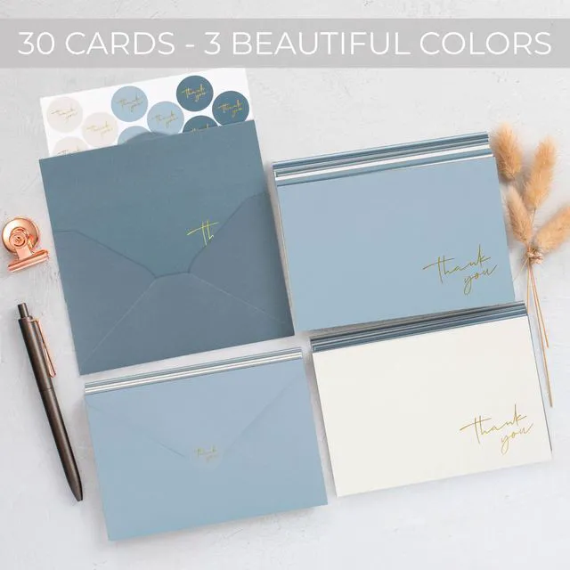 Alt view image 5 of 7 - Beautiful Thank You Cards Set of 30 With Envelopes and Stickers Elegant Blank Cards for Personalized Notes - Bulk Stationary Set for All Occasions Incl. Weddings, Business & Baby Showers
