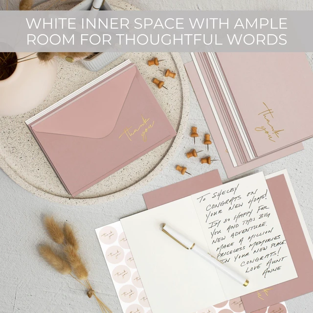 Alt view image 7 of 7 - Beautiful Thank You Cards Set of 30 With Envelopes and Stickers Elegant Blank Cards for Personalized Notes - Bulk Stationary Set for All Occasions Incl. Weddings, Business & Baby Showers