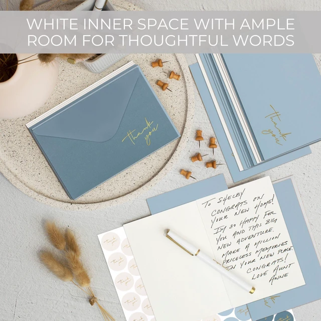 Alt view image 7 of 7 - Beautiful Thank You Cards Set of 30 With Envelopes and Stickers Elegant Blank Cards for Personalized Notes - Bulk Stationary Set for All Occasions Incl. Weddings, Business & Baby Showers