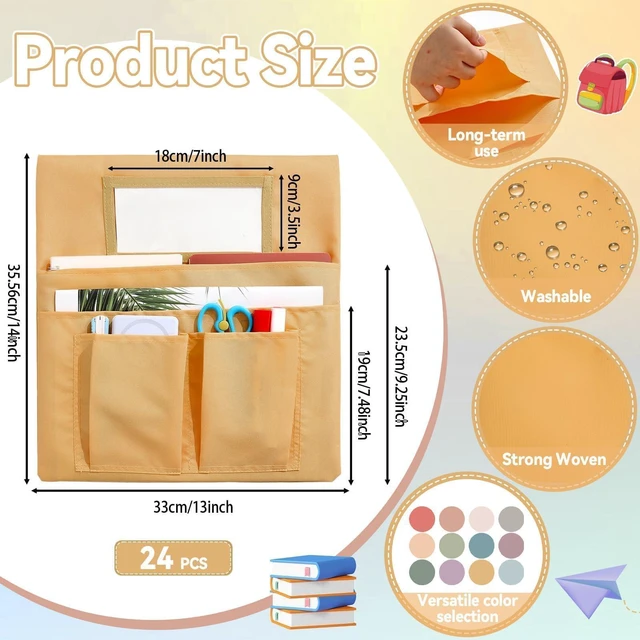 Alt view image 2 of 7 - 24 Pcs Small Chair Pockets for Classroom 13 x 14 Inch Bag with Name Tag Multi Pockets Chairsback Pouch Organizer for Student Kindergarten Elementary Daycare (Vintage)