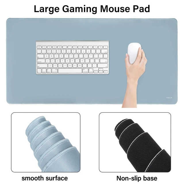 Alt view image 4 of 7 - Keyboard Mouse Pad Set, Large Gaming Mouse Pad&Keyboard Wrist Rest Rectangular Mousepad with Wrist Rest&Coaster, Ergonomic Non-Slip&Easy Typing Pad with Curved Silicone Lining, Aquamarine