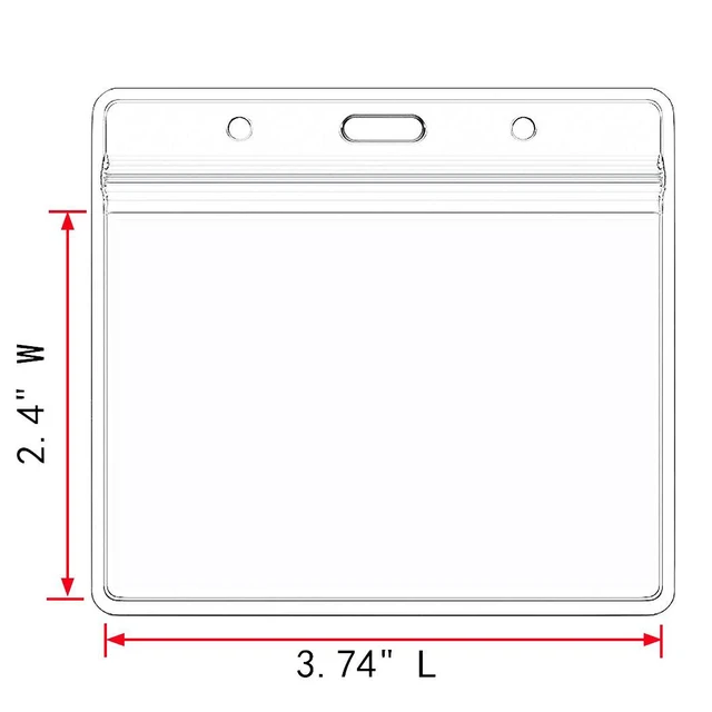 Alt view image 5 of 7 - ® Lanyard/Badge Holder Pairs (Set of 50, Red): Woven Round Lanyard & Horizontal Sealable Waterproof Clear Plastic ID Card Name Tag Holder