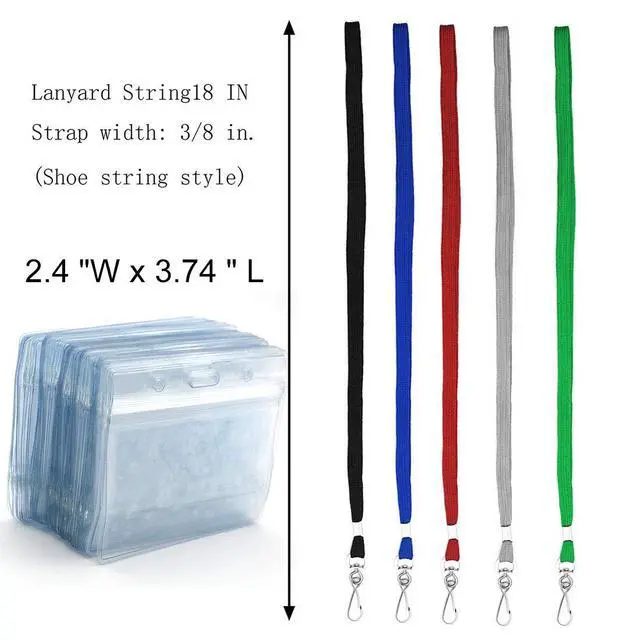 Alt view image 3 of 7 - Name Tags Blue Lanyards/Badge Holder Pairs Woven Round Lanyard & Horizontal Sealable Waterproof Clear Plastic ID Card Lanyards with id Holder Name Badges (Blue, 50 Pack)