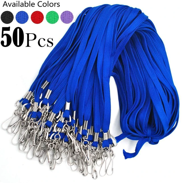 Alt view image 6 of 7 - Name Tags Blue Lanyards/Badge Holder Pairs Woven Round Lanyard & Horizontal Sealable Waterproof Clear Plastic ID Card Lanyards with id Holder Name Badges (Blue, 50 Pack)