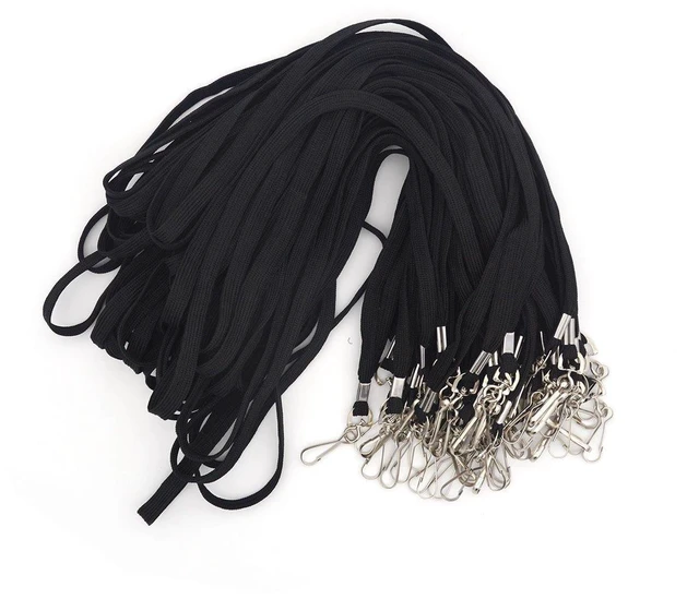 Alt view image 5 of 7 - Name Tags Lanyard Badge Holder Pairs (Set of 50, Black): Woven Round Lanyard & Horizontal Sealable Waterproof Clear Plastic ID Card Name