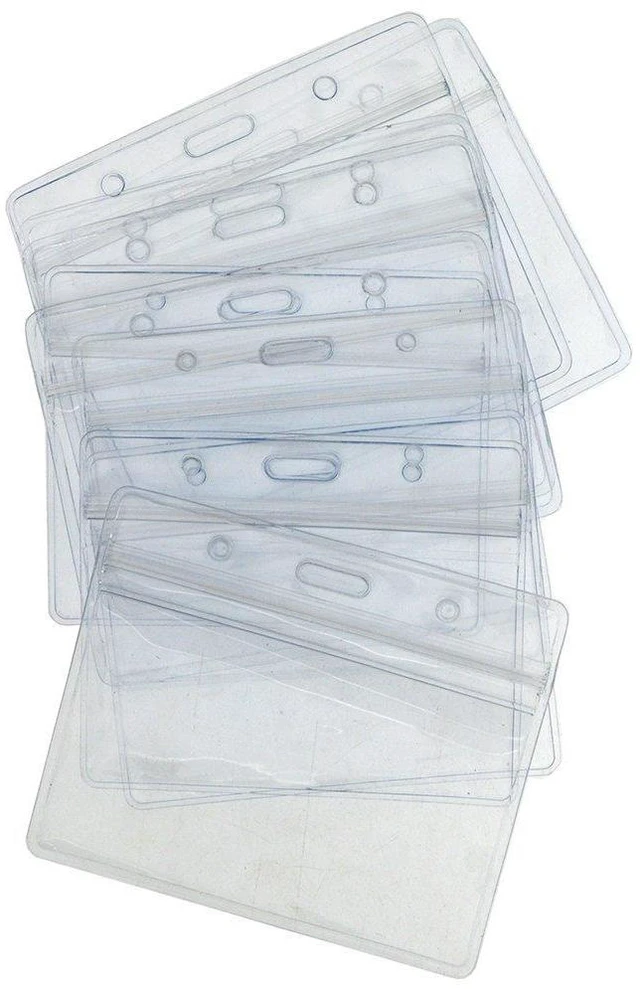 Alt view image 6 of 7 - Name Tags Lanyard Badge Holder Pairs (Set of 50, Black): Woven Round Lanyard & Horizontal Sealable Waterproof Clear Plastic ID Card Name