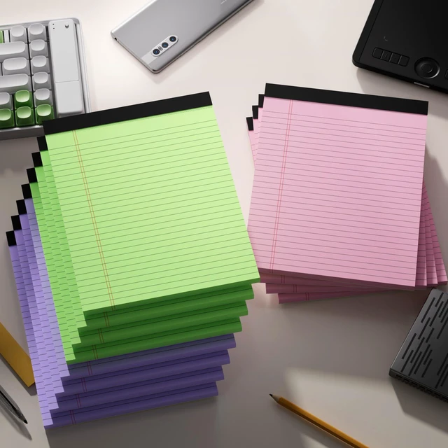 Alt view image 7 of 7 - Legal Pads 8.5 x 11 Colored Notepad, 12 Pack Wide Ruled Lined Paper Micro Perforated Writing Pads 8.5 x 11, 30 Sheet/Note Pads, Pink Legal Pad 8.5 x 11 Notebook Colored Paper Tablet for School