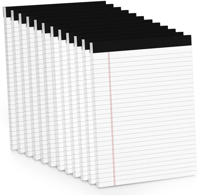 Main image of 12 Pack Note Pads 8.5 x 11, White Legal Pads 8.5 x 11 Wide Ruled Lined Writing Pads Legal Notepads Legal Ruled Lined Paper Pads 8.5 x 11 Inch 30 Sheets Per Writing Pad for School, Office, Home