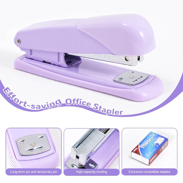 Alt view image 4 of 7 - Purple Desk Organizers and Accessories with Desk Organizer 360° Rotating Pen Holder and Office Supplies, Cute Stationery Supplies Set