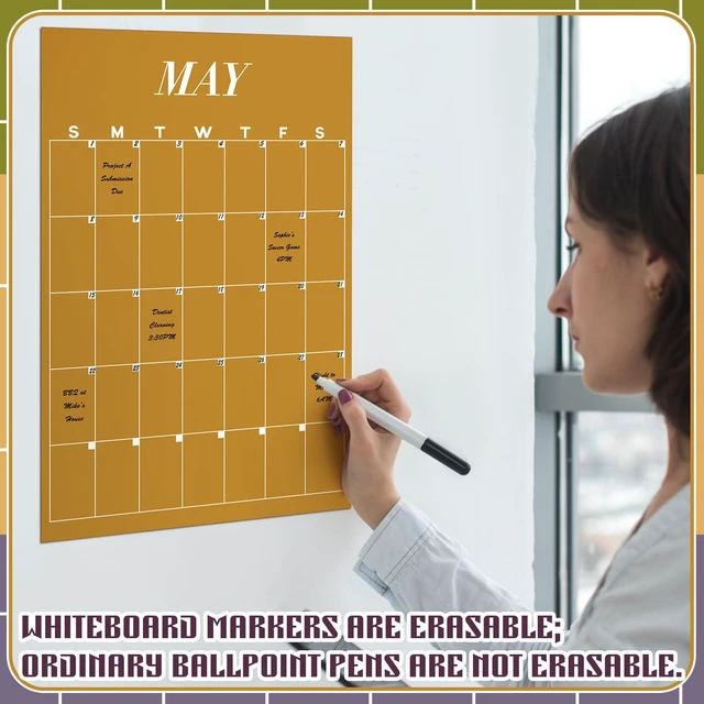 Alt view image 2 of 6 - Undated Wall Calendar, Colorful, 12 Pcs for Classroom Office Home, Dry Erase Reusable Design, 16''x12'' Large Size, Undated Yearly, Back to School Christmas Supplies