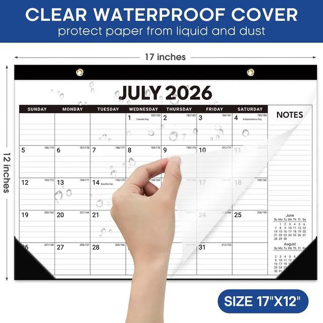 Alt view image 2 of 7 - 6 Pack of Desk Calendar 2026-2027, Jul 2026-Dec 2027, 17" x 12" 18-Month Large Monthly Desktop & Wall Calendar for Home & Office Planning and Organization, Black