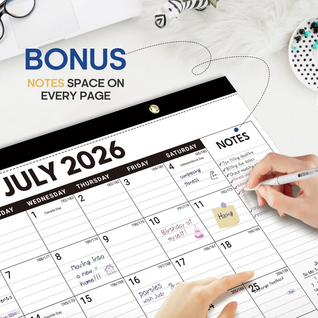 Alt view image 6 of 7 - 6 Pack of Desk Calendar 2026-2027, Jul 2026-Dec 2027, 17" x 12" 18-Month Large Monthly Desktop & Wall Calendar for Home & Office Planning and Organization, Black