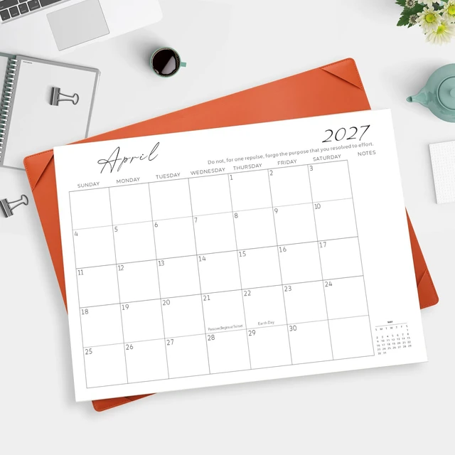 Alt view image 4 of 7 - Desk Calendar 2026-2027 with Desktop Mat,22x17'' Large Desktop Pad Calendar 18-Month Desk Calendar 2027, Jul 2026 to Dec 2027, Simplified Monthly Calendar Perfect for Home School and Office (Orange)