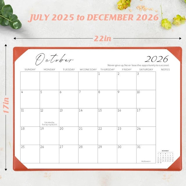 Alt view image 2 of 7 - Desk Calendar 2026-2027 with Desktop Mat,22x17'' Large Desktop Pad Calendar 18-Month Desk Calendar 2027, Jul 2026 to Dec 2027, Simplified Monthly Calendar Perfect for Home School and Office (Orange)