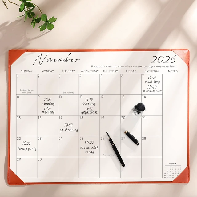 Alt view image 5 of 7 - Desk Calendar 2026-2027 with Desktop Mat,22x17'' Large Desktop Pad Calendar 18-Month Desk Calendar 2027, Jul 2026 to Dec 2027, Simplified Monthly Calendar Perfect for Home School and Office (Orange)