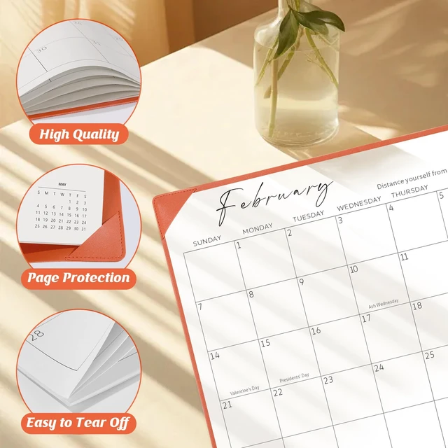 Alt view image 3 of 7 - Desk Calendar 2026-2027 with Desktop Mat,22x17'' Large Desktop Pad Calendar 18-Month Desk Calendar 2027, Jul 2026 to Dec 2027, Simplified Monthly Calendar Perfect for Home School and Office (Orange)