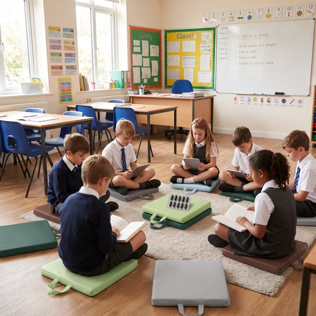Alt view image 5 of 7 - 12 Pcs Classroom Floor Cushions for Kids,Fresh Color,Square Flexible Classroom Seating for Kindergarten Daycare Nursery, Floor Cushion with Handle, Floor Cushions for Sitting Reading