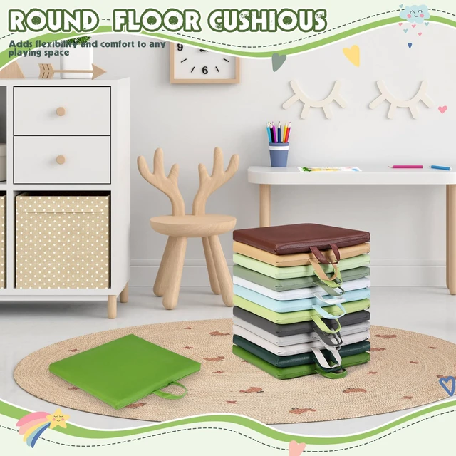 Alt view image 7 of 7 - 12 Pcs Classroom Floor Cushions for Kids,Fresh Color,Square Flexible Classroom Seating for Kindergarten Daycare Nursery, Floor Cushion with Handle, Floor Cushions for Sitting Reading